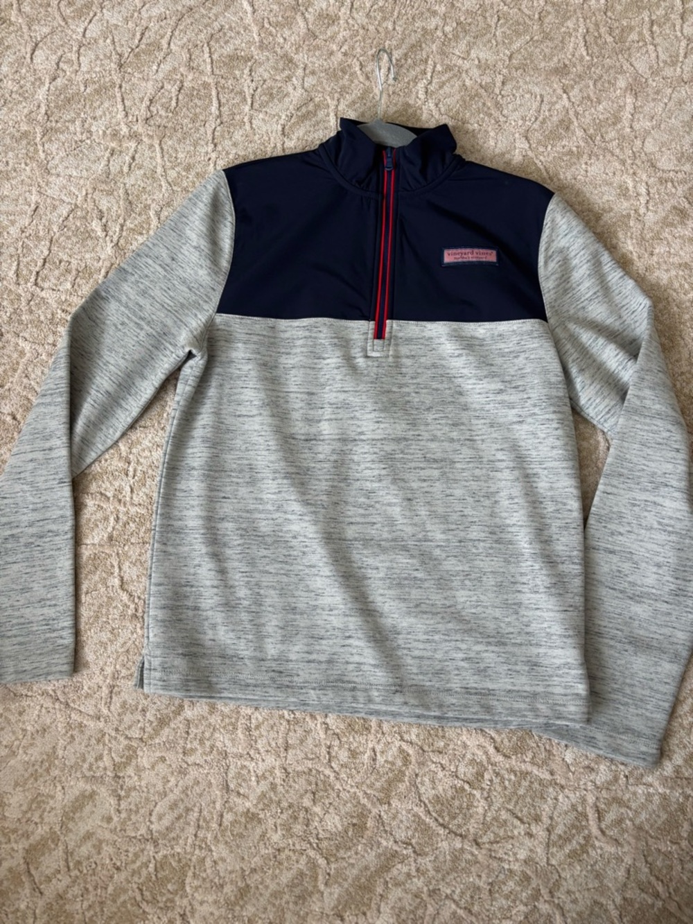 Vineyard Vines Gray and Blue Quarter-Zip Shep Shirt Boys XL 18